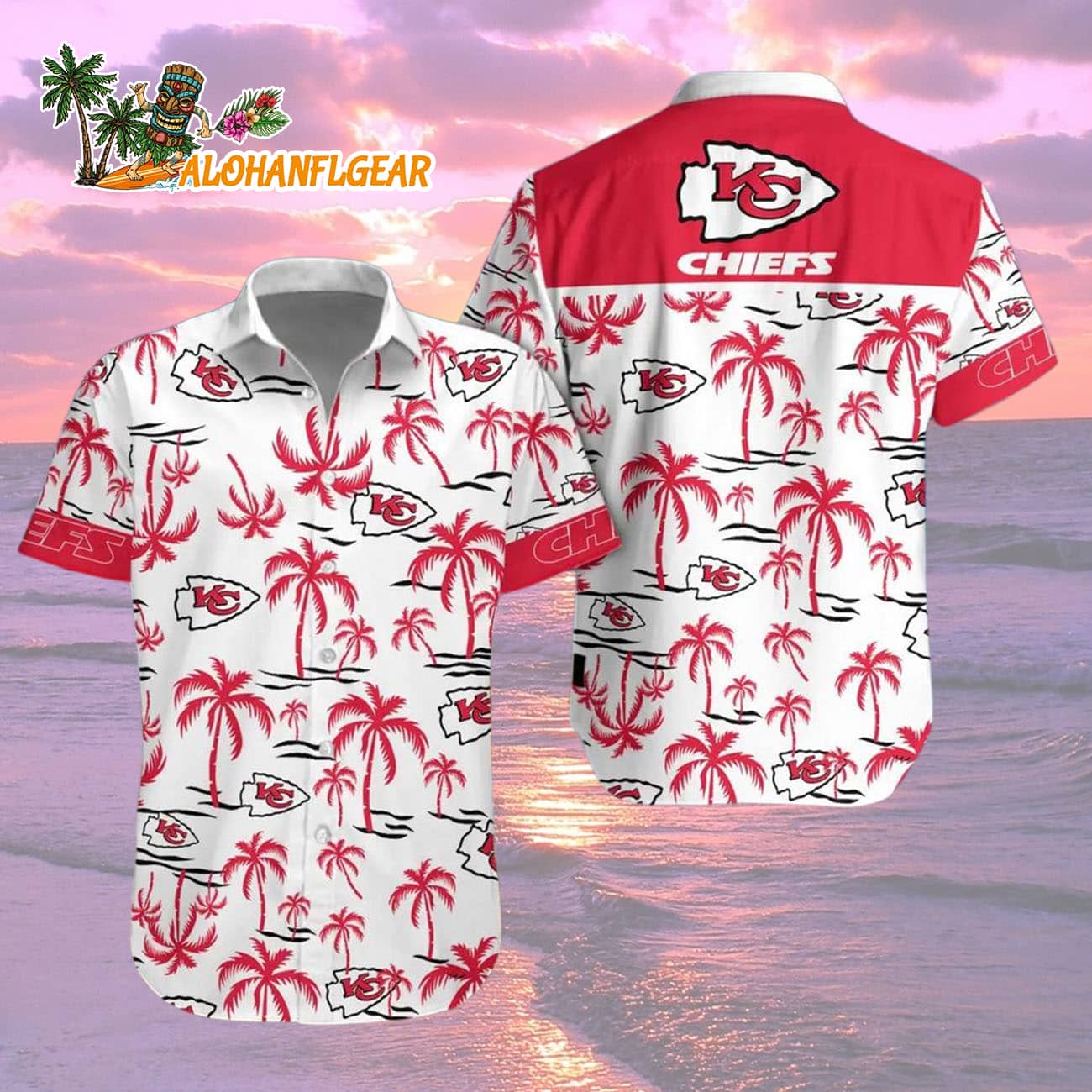 Kansas City Chiefs Coconut Logo Beach Hawaiian Shirt, NFL Aloha Shirt Kansas City Chiefs Coconut Logo Beach Hawaiian Shirt, NFL Aloha Shirt