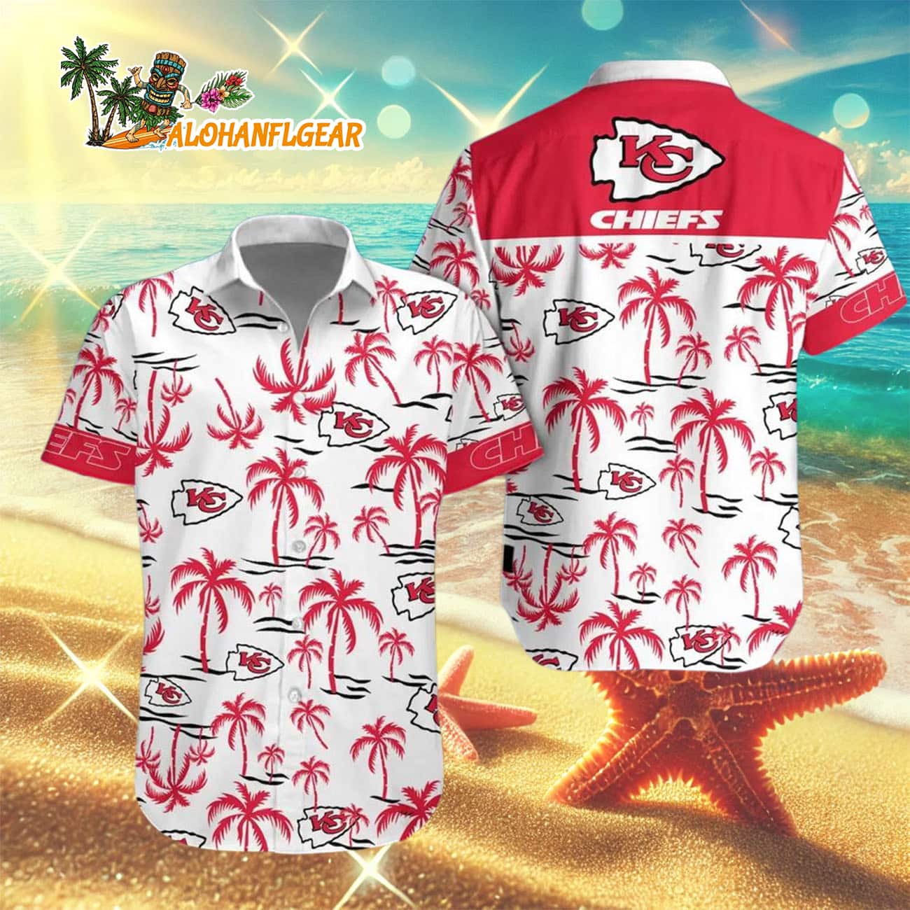 Kansas City Chiefs Coconut Logo Beach Hawaiian Shirt, NFL Aloha Shirt Kansas City Chiefs Coconut Logo Beach Hawaiian Shirt, NFL Aloha Shirt