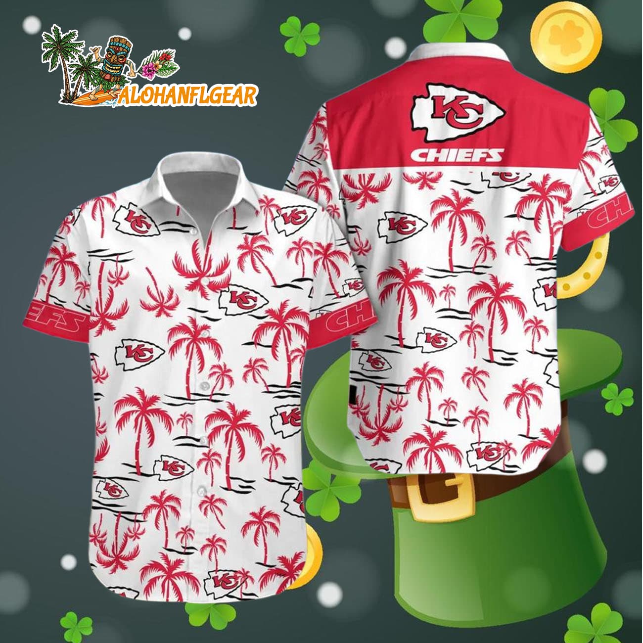 Kansas City Chiefs Coconut Logo Beach Hawaiian Shirt, NFL Aloha Shirt Kansas City Chiefs Coconut Logo Beach Hawaiian Shirt, NFL Aloha Shirt