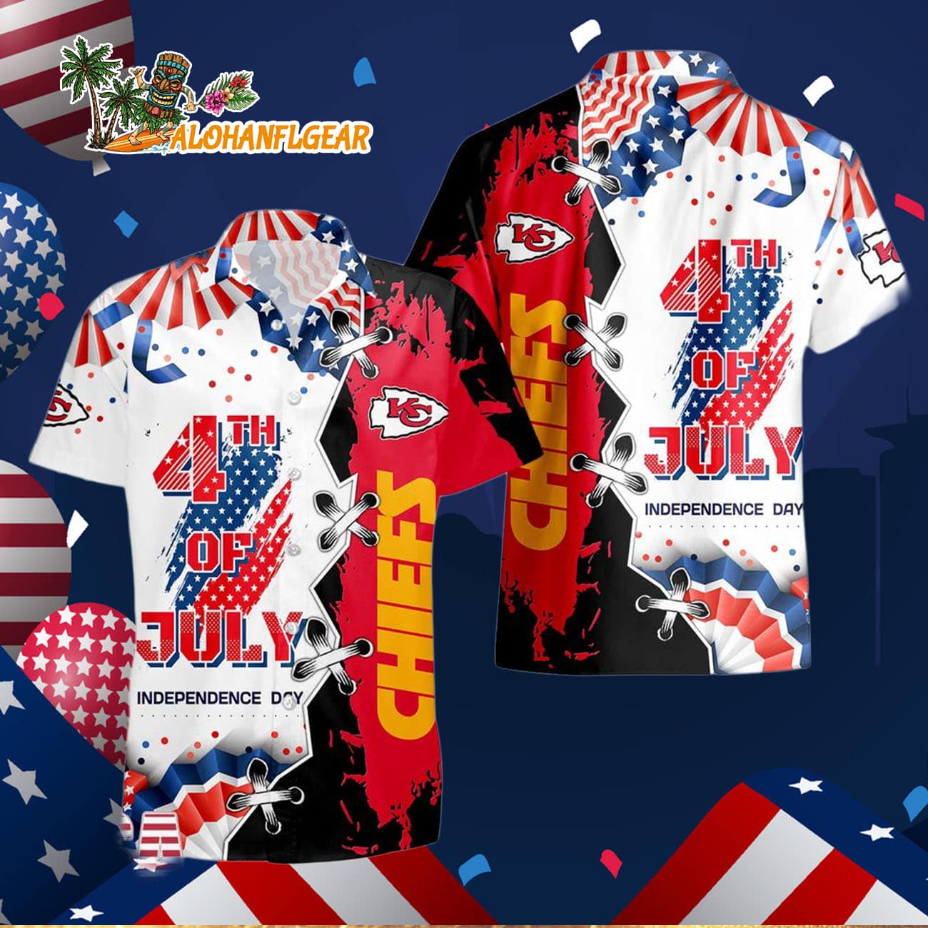 Kansas City Chiefs Happy Independence Day Resurgence Hawaiian Shirt, NFL Aloha Shirt Kansas City Chiefs Happy Independence Day Resurgence Hawaiian Shirt, NFL Aloha Shirt