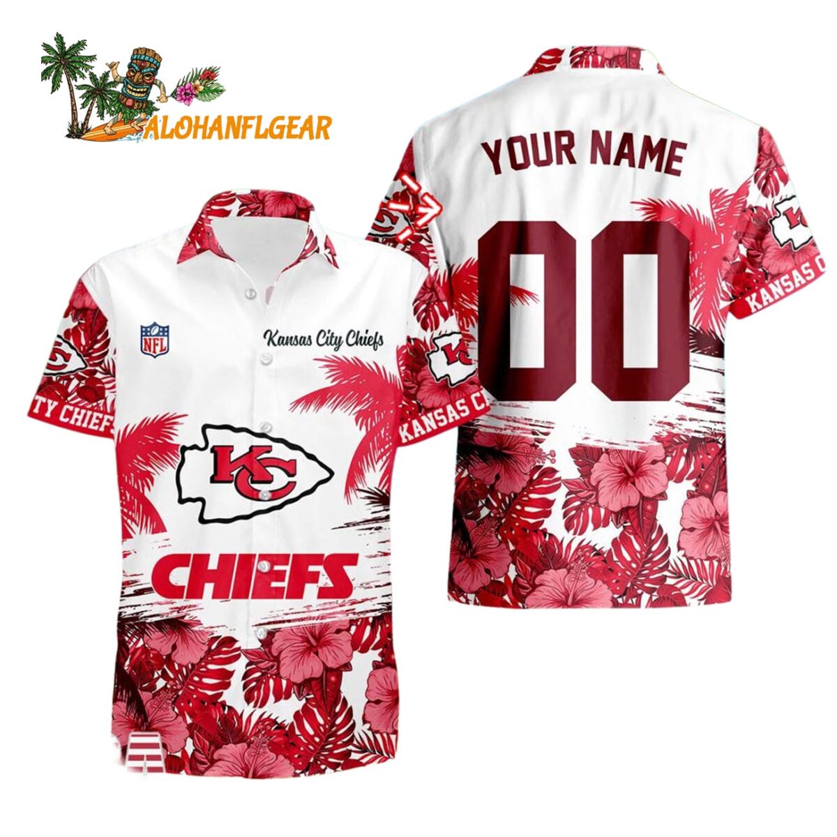 Kansas City Chiefs Hibiscus Flower Custom Name Hawaiian Shirt NFL Aloha Shirt 1