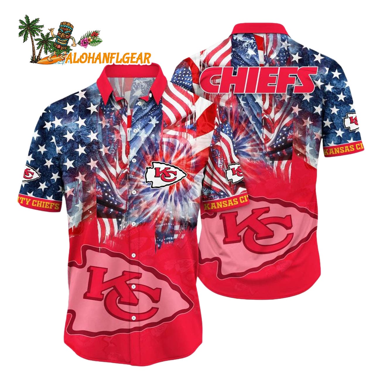 Kansas City Chiefs Independence Day Hawaiian Shirt, NFL Aloha Shirt Kansas City Chiefs Independence Day Hawaiian Shirt, NFL Aloha Shirt
