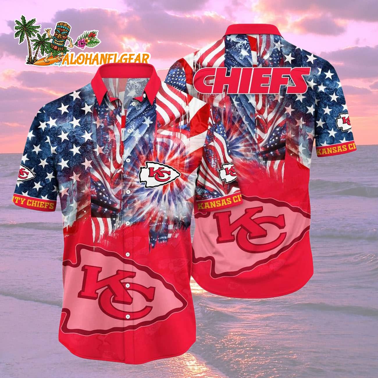 Kansas City Chiefs Independence Day Hawaiian Shirt, NFL Aloha Shirt Kansas City Chiefs Independence Day Hawaiian Shirt, NFL Aloha Shirt