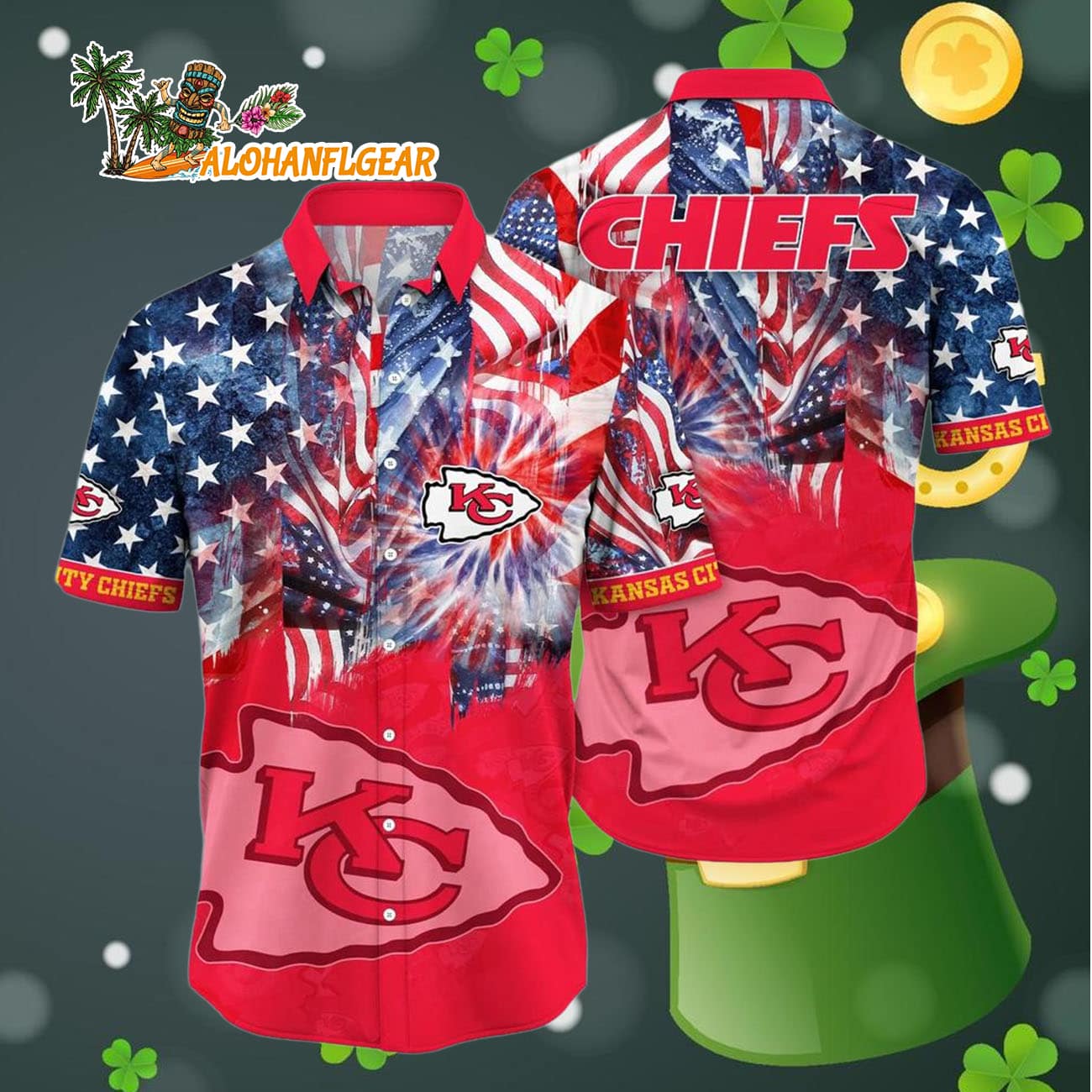 Kansas City Chiefs Independence Day Hawaiian Shirt, NFL Aloha Shirt Kansas City Chiefs Independence Day Hawaiian Shirt, NFL Aloha Shirt