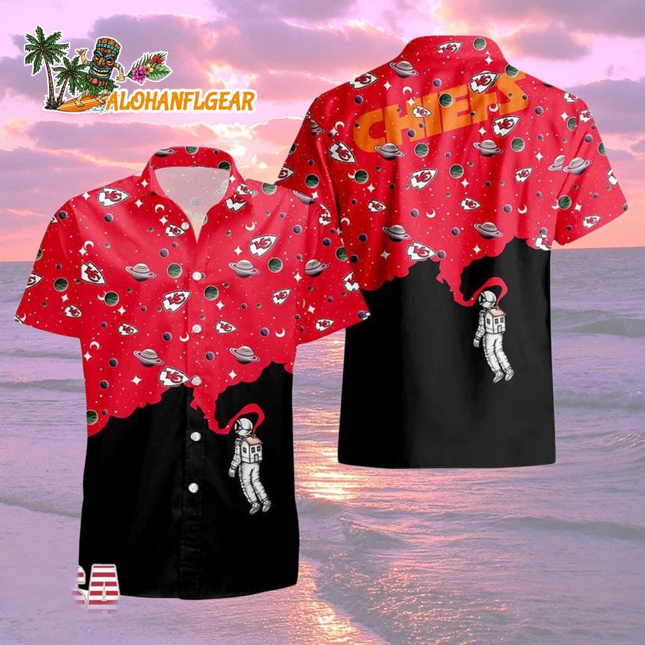 Kansas City Chiefs Universal Astronaut Pattern Hawaiian Shirt, Kansas City Chiefs Aloha Shirt Kansas City Chiefs Universal Astronaut Pattern Hawaiian Shirt, Kansas City Chiefs Aloha Shirt