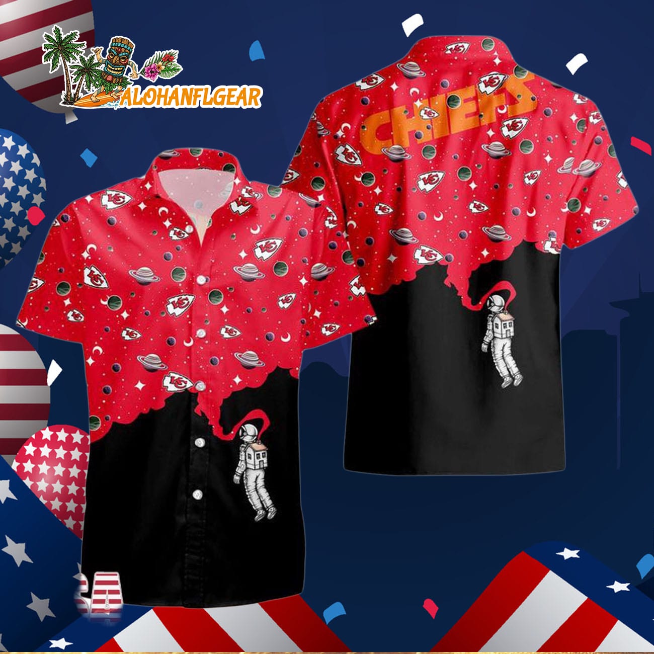 Kansas City Chiefs Universal Astronaut Pattern Hawaiian Shirt, Kansas City Chiefs Aloha Shirt Kansas City Chiefs Universal Astronaut Pattern Hawaiian Shirt, Kansas City Chiefs Aloha Shirt