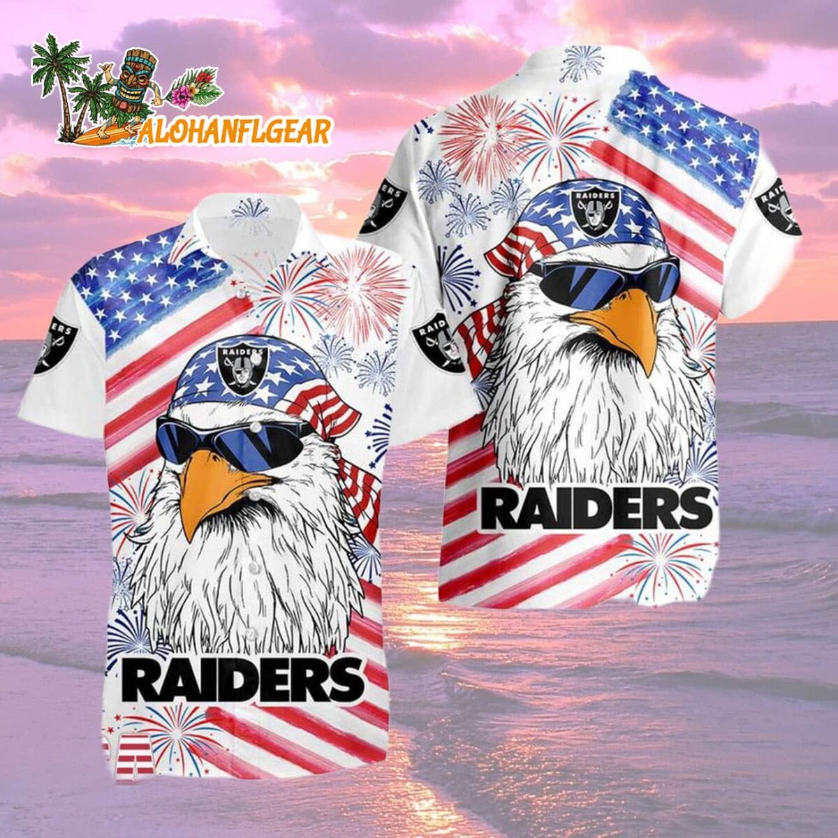 Las Vegas Raiders American Eagle Emblem Hawaiian Shirt Las Vegas Raiders Aloha Shirt 2