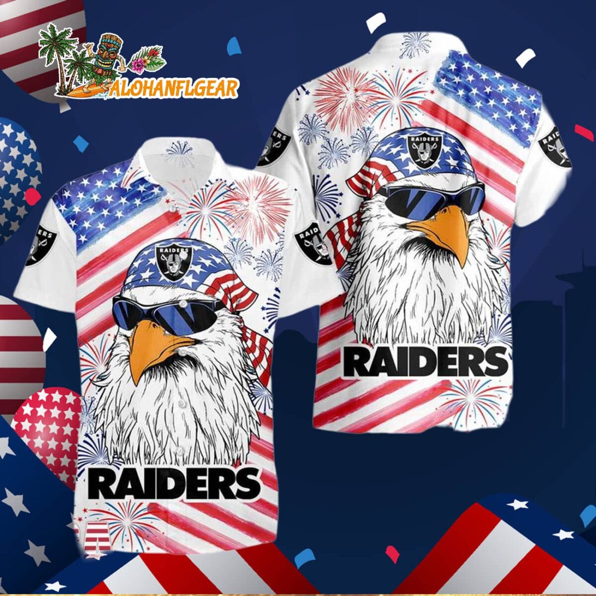 Las Vegas Raiders American Eagle Emblem Hawaiian Shirt Las Vegas Raiders Aloha Shirt 3
