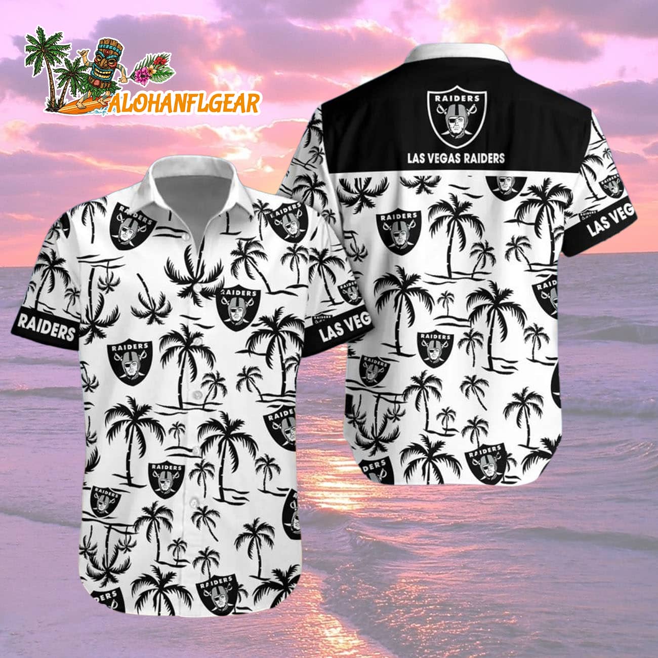 Las Vegas Raiders Coconut Logo Beach Hawaiian Shirt, NFL Aloha Shirt Las Vegas Raiders Coconut Logo Beach Hawaiian Shirt, NFL Aloha Shirt