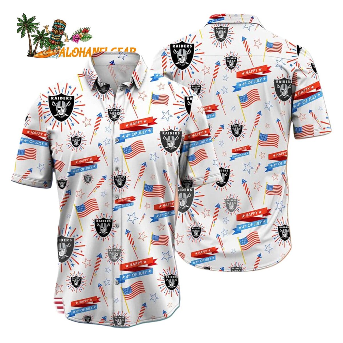 Las Vegas Raiders Happy 4th Of July Hawaiian Shirt NFL Aloha Shirt 1