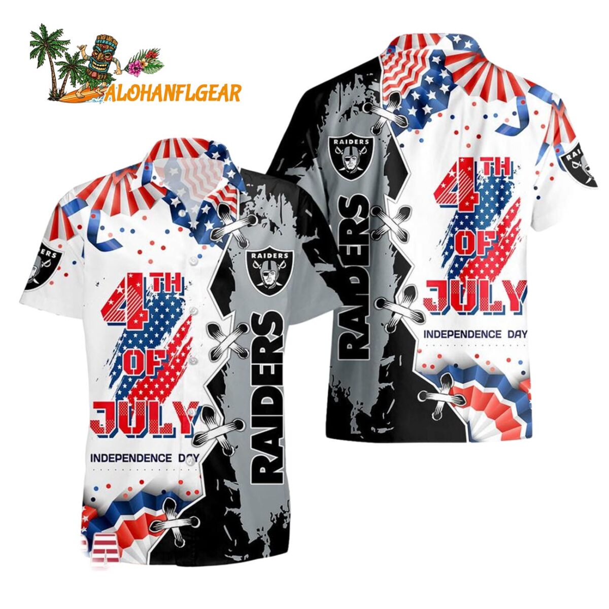 Las Vegas Raiders Happy Independence Day Resurgence Hawaiian Shirt NFL Aloha Shirt 1