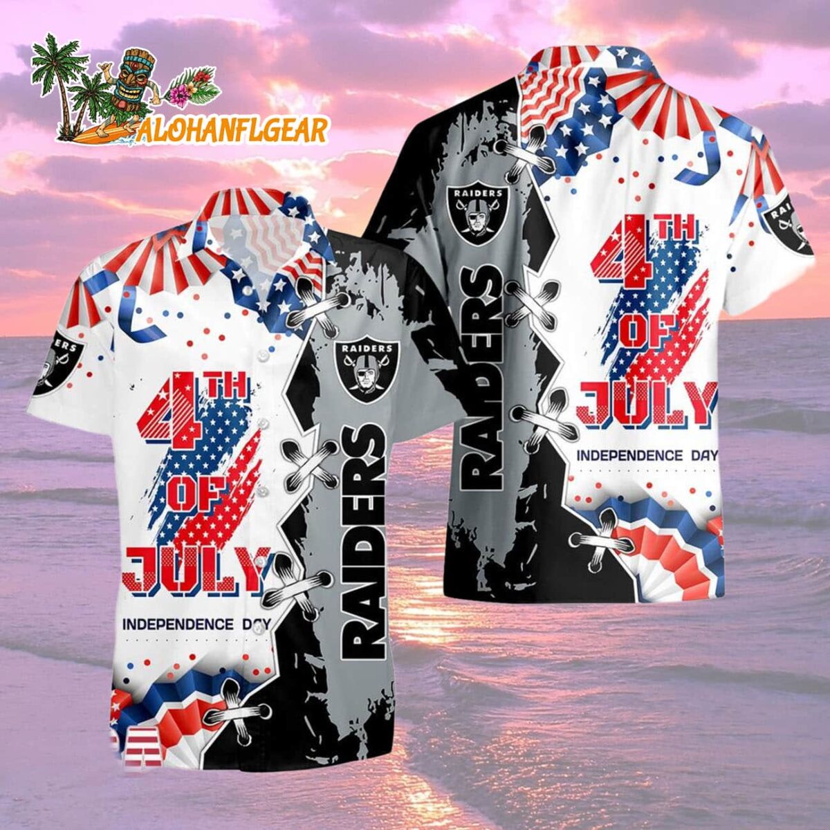 Las Vegas Raiders Happy Independence Day Resurgence Hawaiian Shirt NFL Aloha Shirt 2
