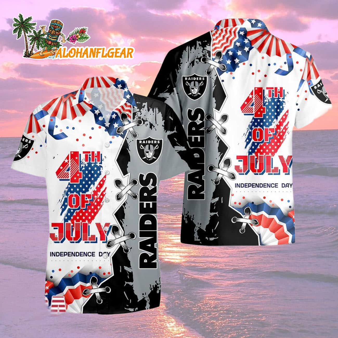 Las Vegas Raiders Happy Independence Day Resurgence Hawaiian Shirt, NFL Aloha Shirt Las Vegas Raiders Happy Independence Day Resurgence Hawaiian Shirt, NFL Aloha Shirt