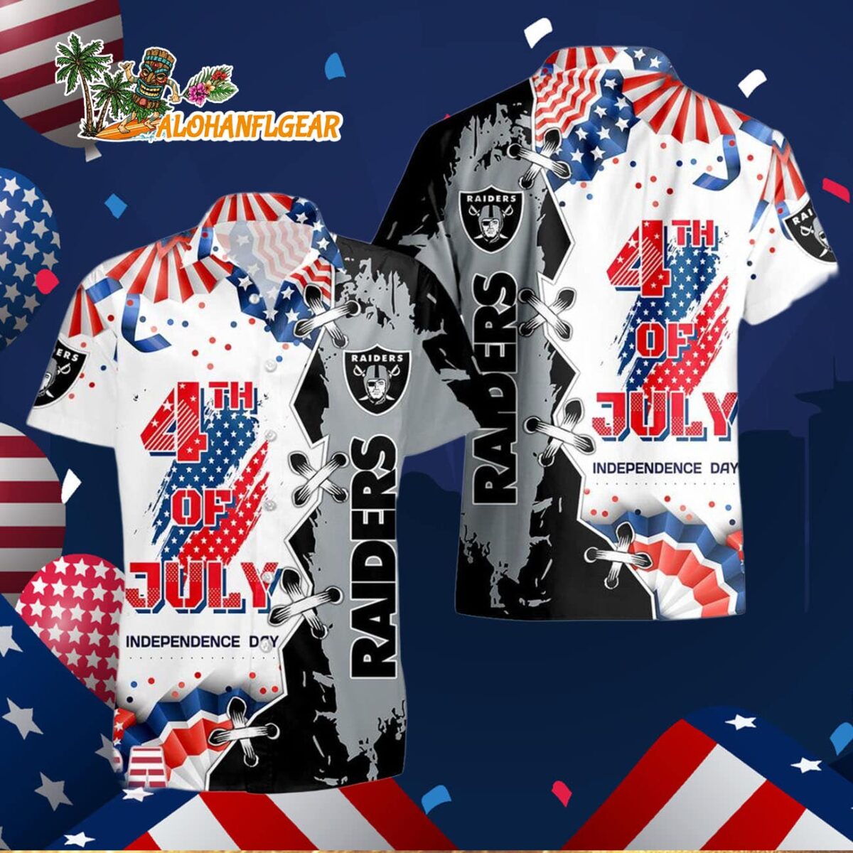 Las Vegas Raiders Happy Independence Day Resurgence Hawaiian Shirt NFL Aloha Shirt 3