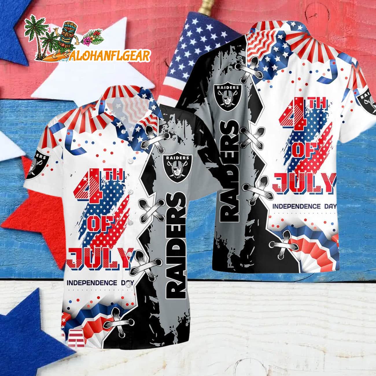 Las Vegas Raiders Happy Independence Day Resurgence Hawaiian Shirt, NFL Aloha Shirt Las Vegas Raiders Happy Independence Day Resurgence Hawaiian Shirt, NFL Aloha Shirt