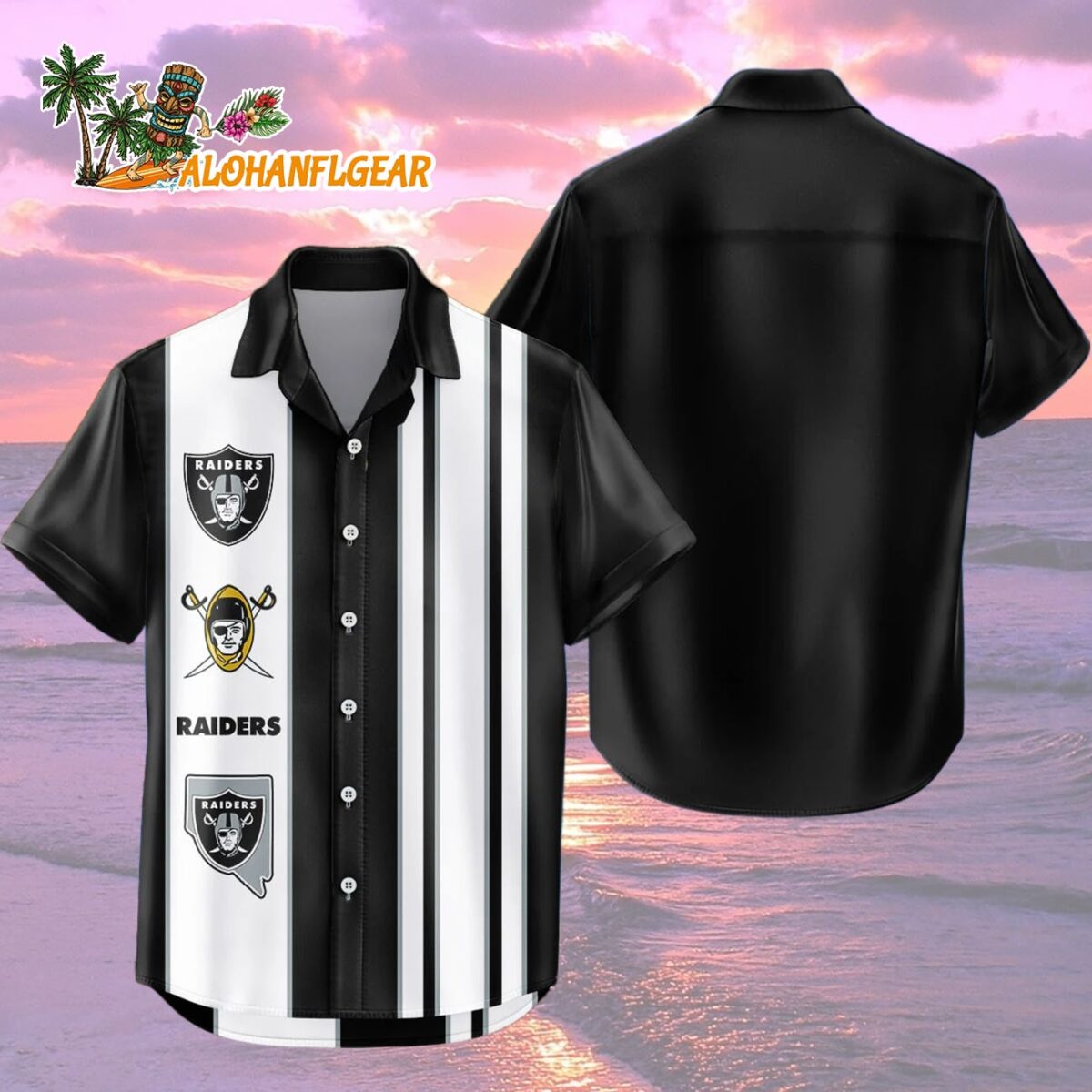 Las Vegas Raiders Hawaiian Shirt Classic Color Contrast 2