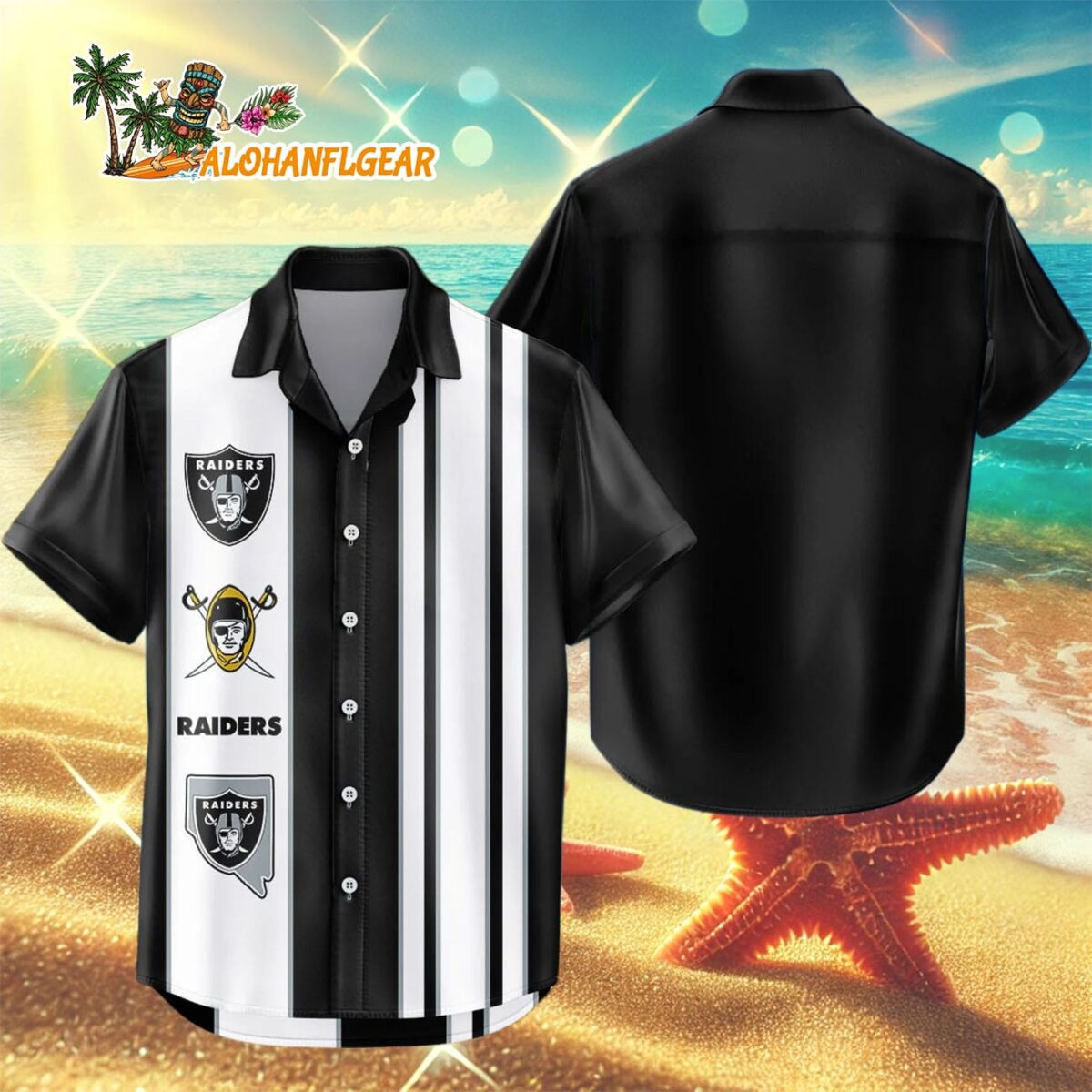 Las Vegas Raiders Hawaiian Shirt Classic Color Contrast 3