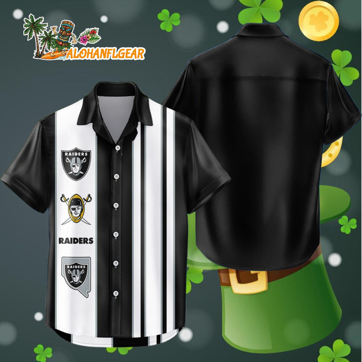 Las Vegas Raiders Hawaiian Shirt Classic Color Contrast 4