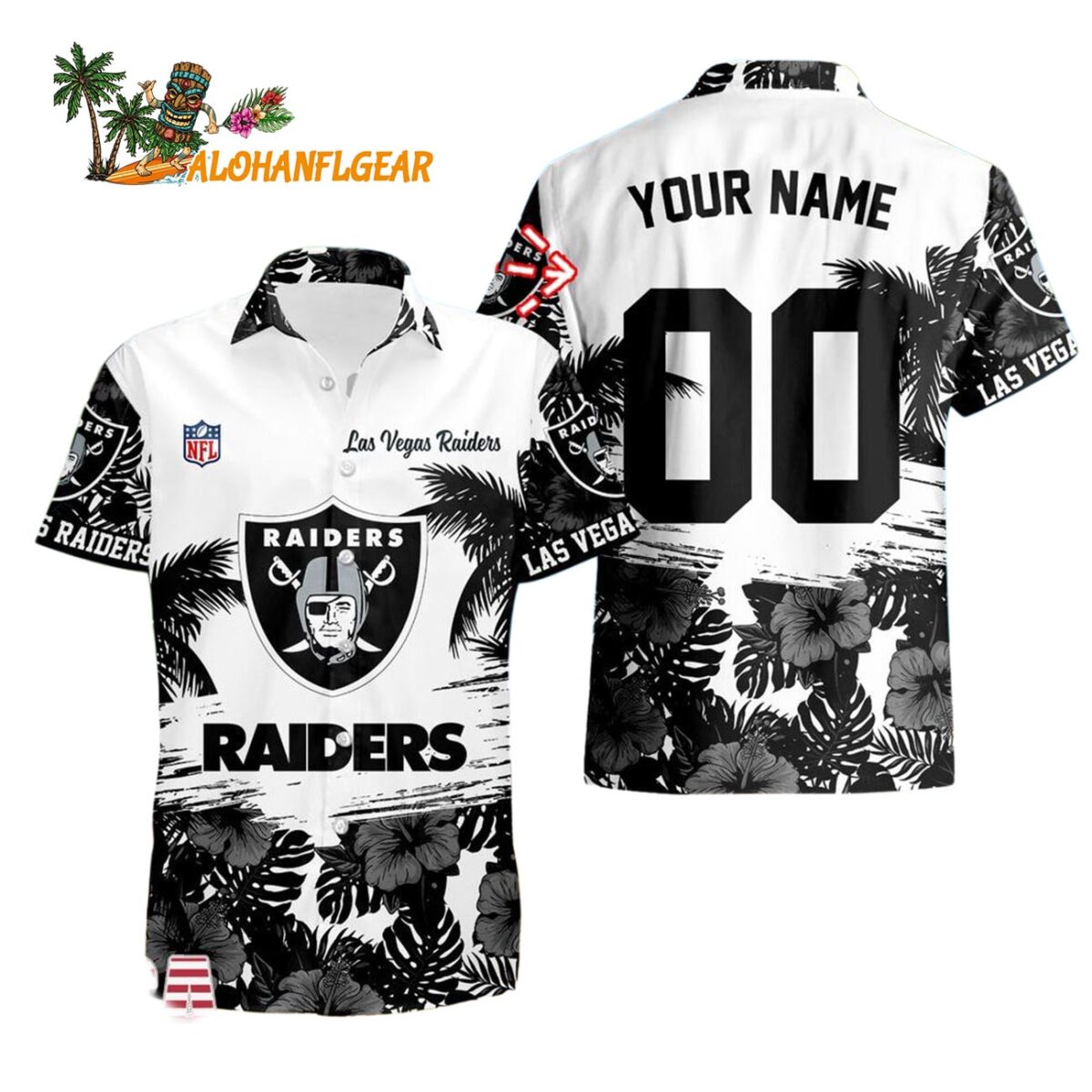 Las Vegas Raiders Hibiscus Flower Custom Name Hawaiian Shirt NFL Aloha Shirt 1