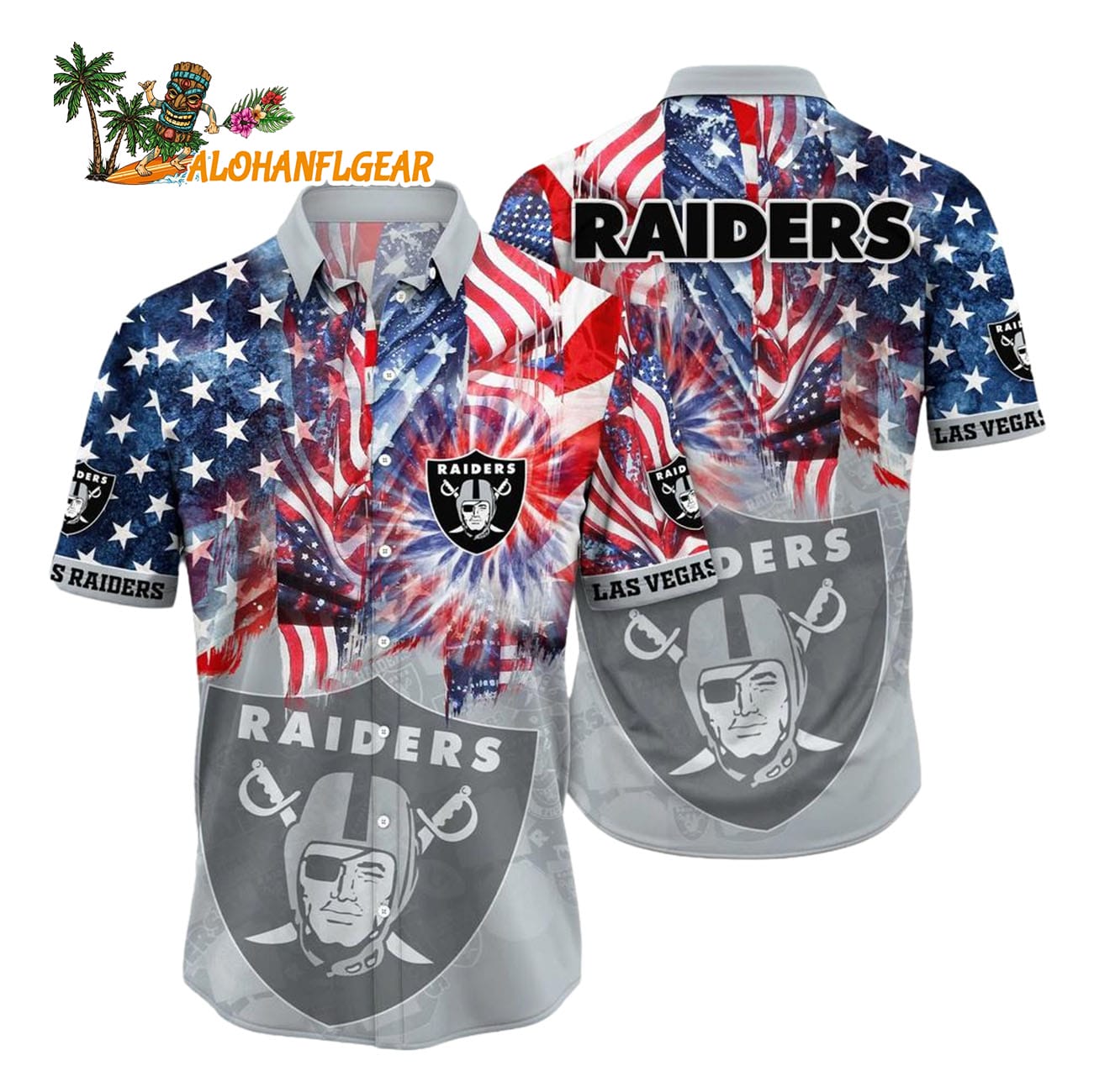 Las Vegas Raiders Independence Day Hawaiian Shirt, NFL Aloha Shirt Las Vegas Raiders Independence Day Hawaiian Shirt, NFL Aloha Shirt