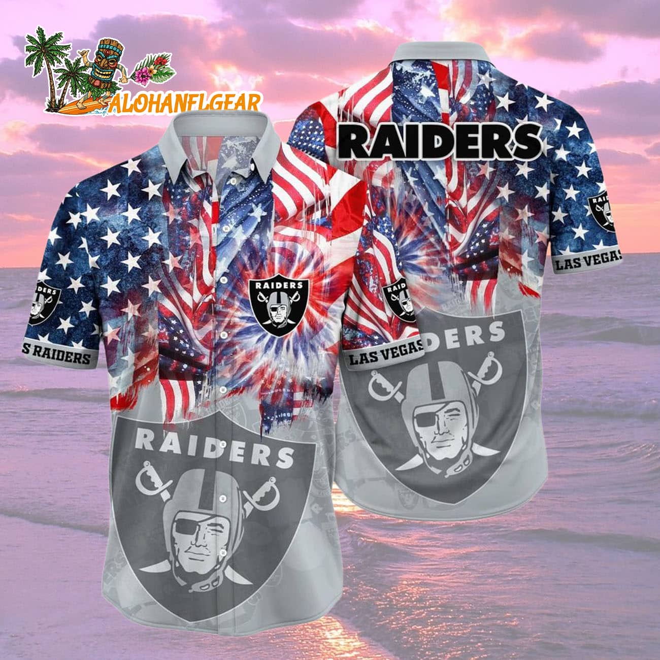 Las Vegas Raiders Independence Day Hawaiian Shirt, NFL Aloha Shirt Las Vegas Raiders Independence Day Hawaiian Shirt, NFL Aloha Shirt