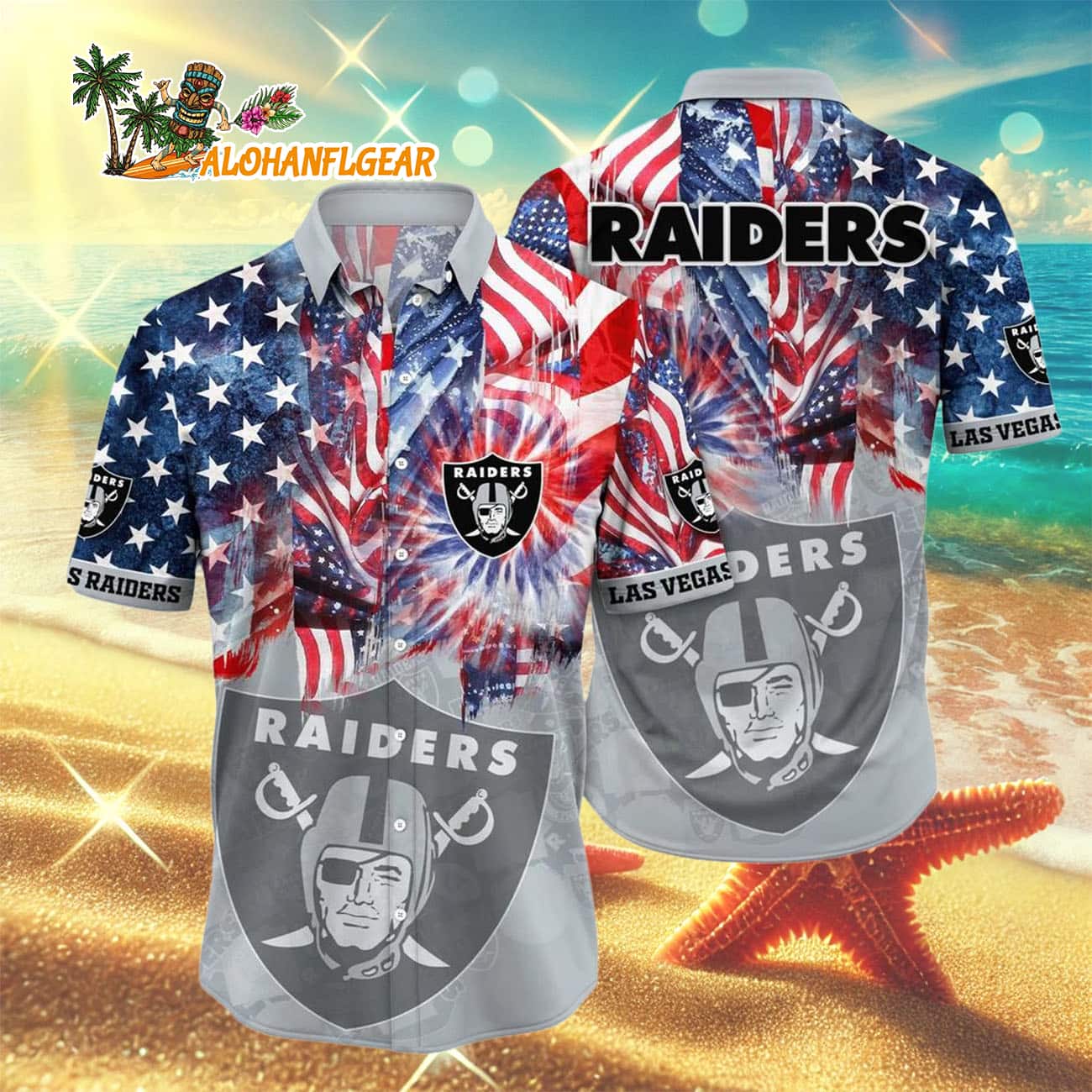 Las Vegas Raiders Independence Day Hawaiian Shirt, NFL Aloha Shirt Las Vegas Raiders Independence Day Hawaiian Shirt, NFL Aloha Shirt