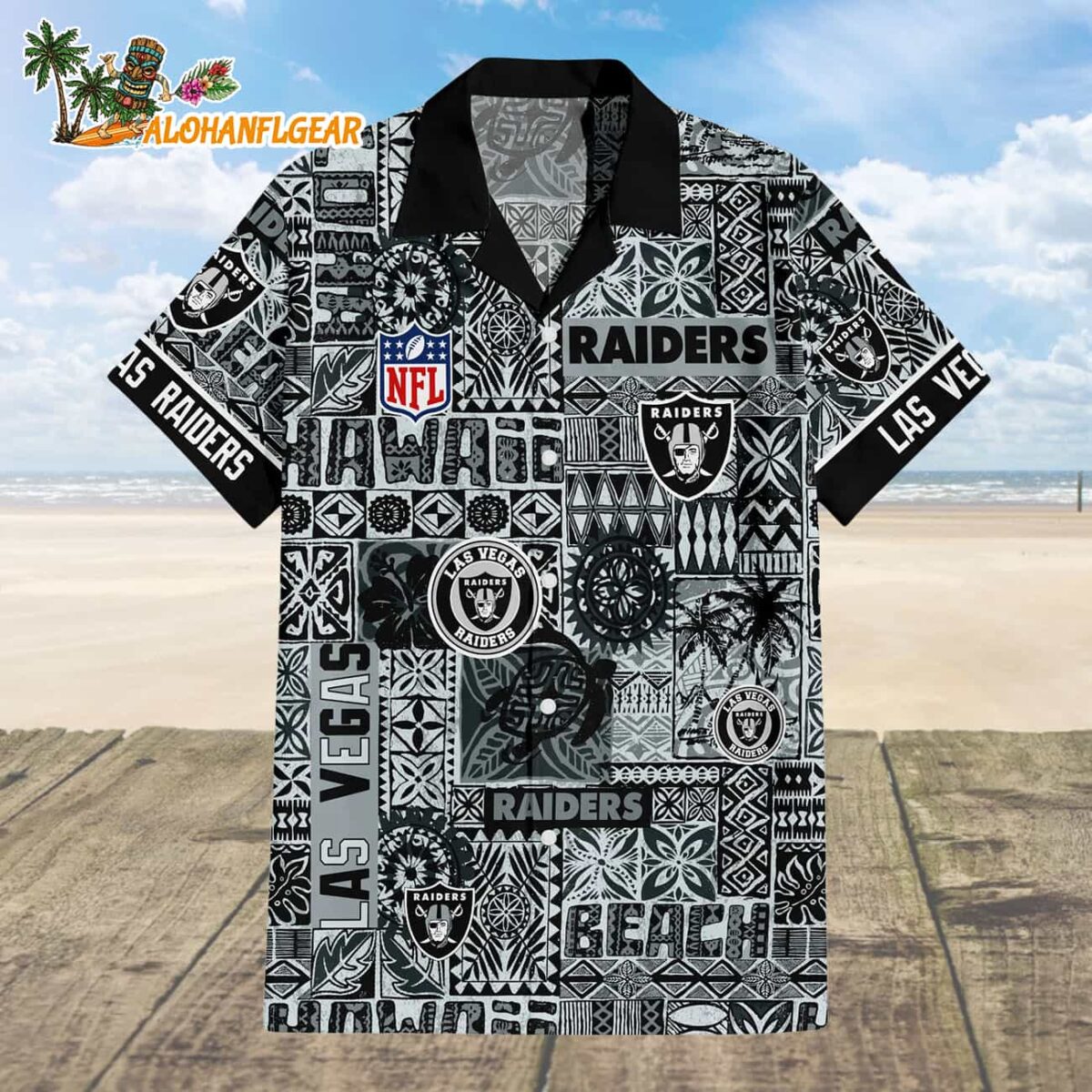 Las Vegas Raiders Tapa Patterns Hawaiian Shirt NFL Aloha Shirt 1