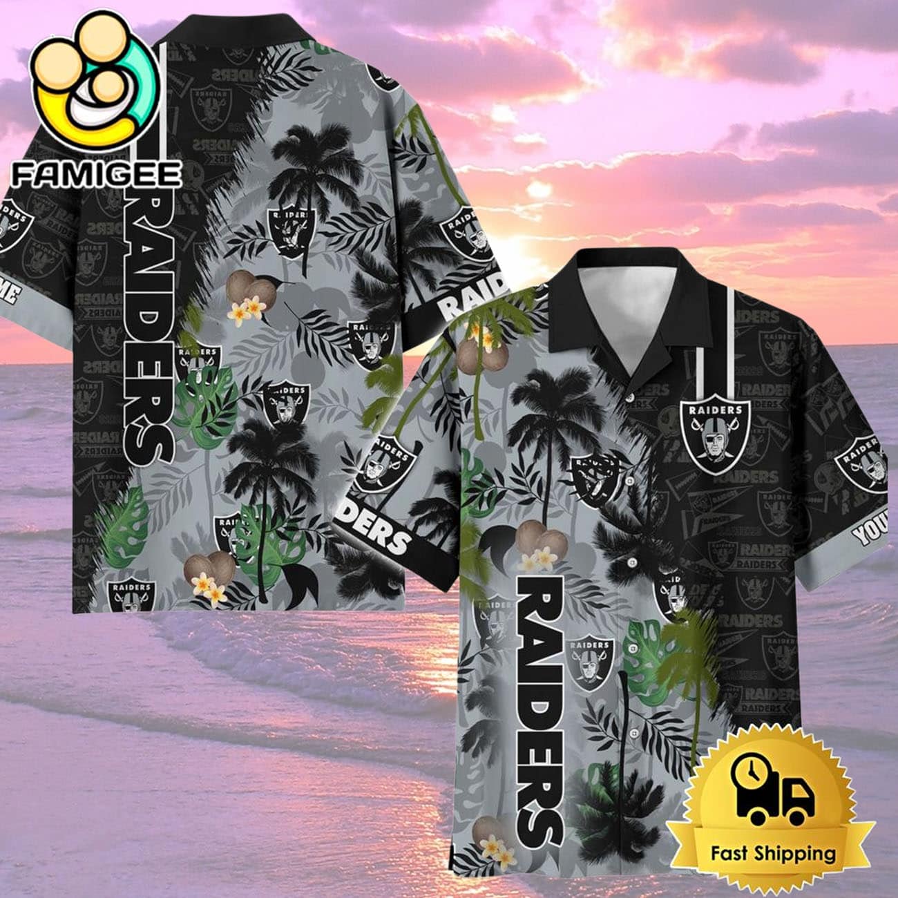 Las Vegas Raiders Tropical Style Custom Hawaiian Shirt, Las Vegas Raiders Aloha Shirt Las Vegas Raiders Tropical Style Custom Hawaiian Shirt, Las Vegas Raiders Aloha Shirt