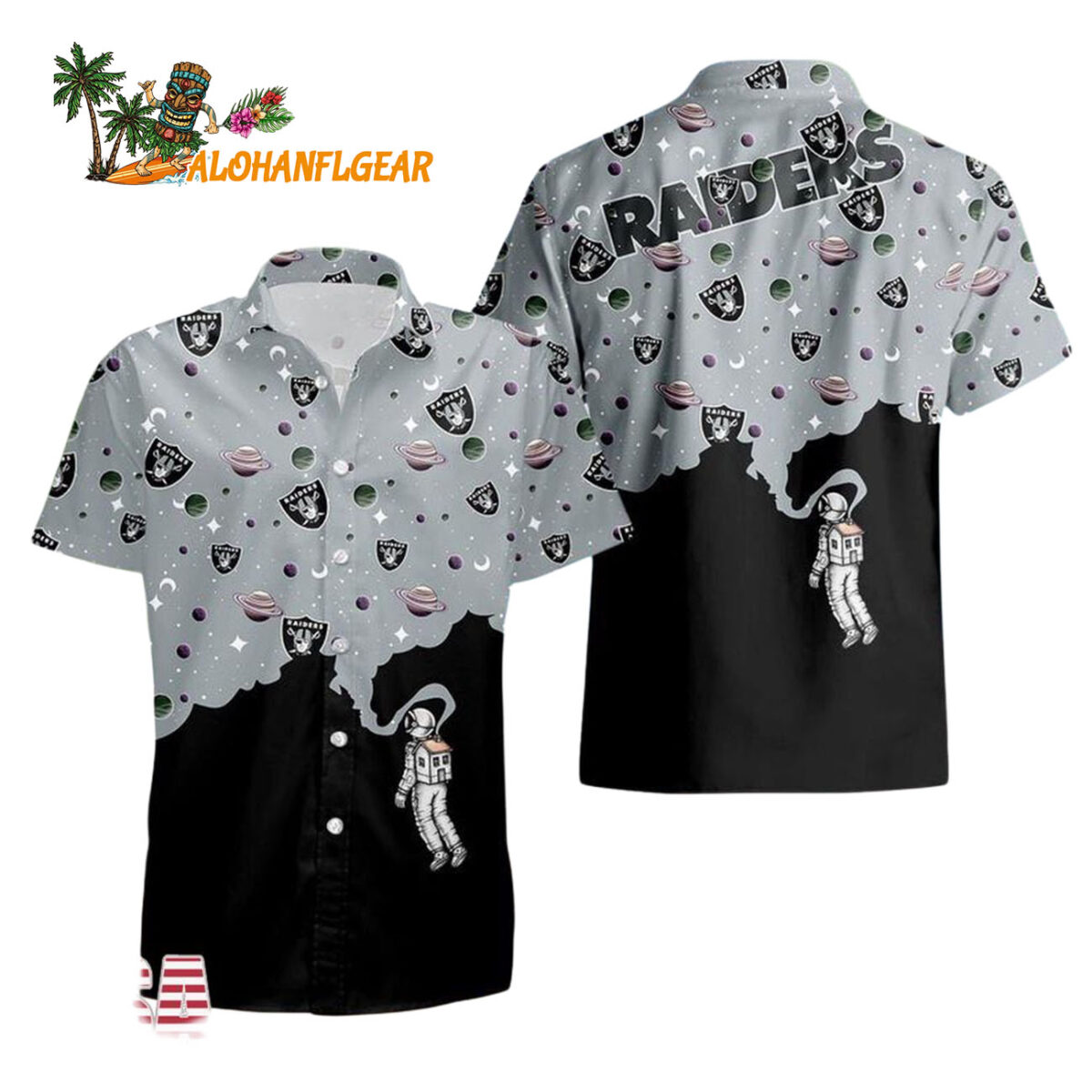 Las Vegas Raiders Universal Astronaut Pattern Hawaiian Shirt Las Vegas Raiders Aloha Shirt 1
