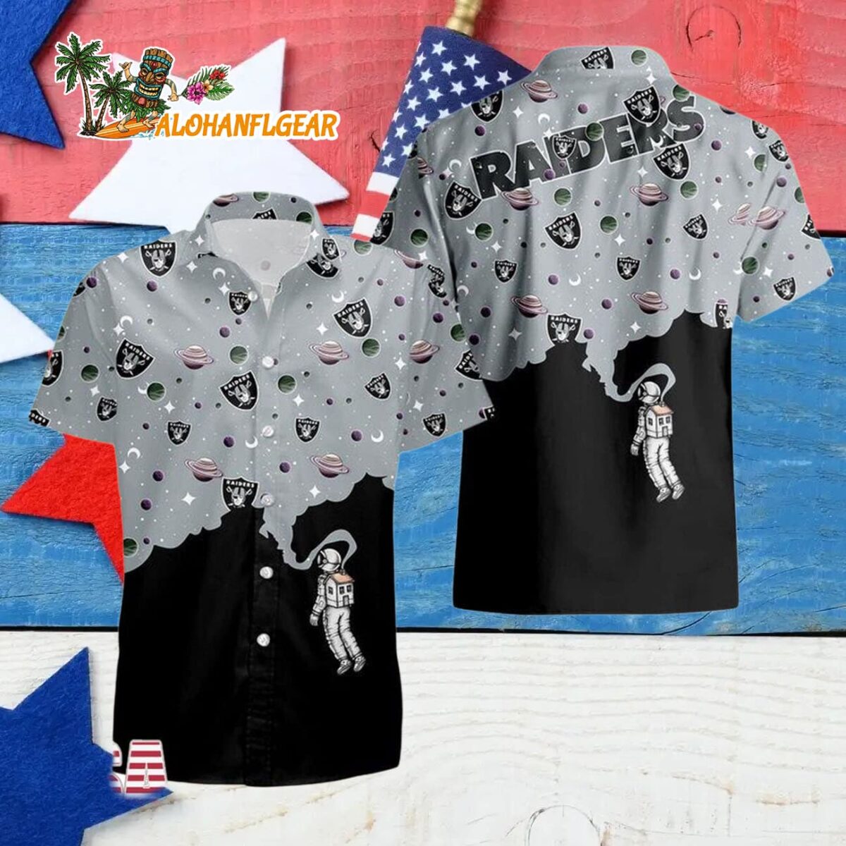 Las Vegas Raiders Universal Astronaut Pattern Hawaiian Shirt Las Vegas Raiders Aloha Shirt 4