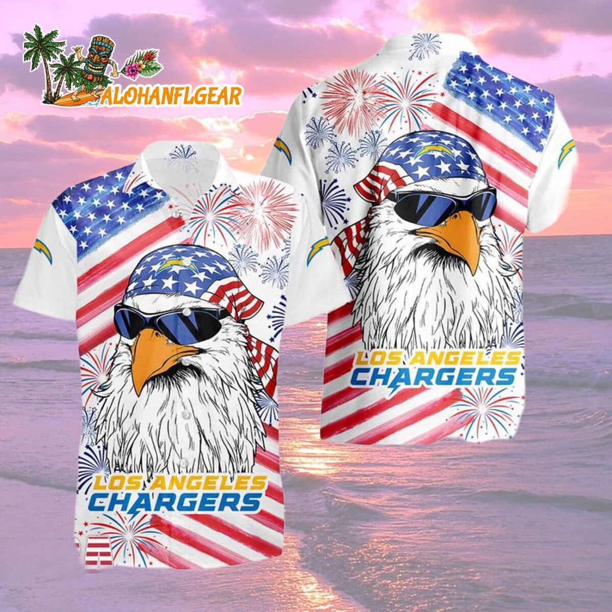 Los Angeles Chargers American Eagle Emblem Hawaiian Shirt 1 Los Angeles Chargers American Eagle Emblem Hawaiian Shirt Los Angeles Chargers Aloha Shirt 2
