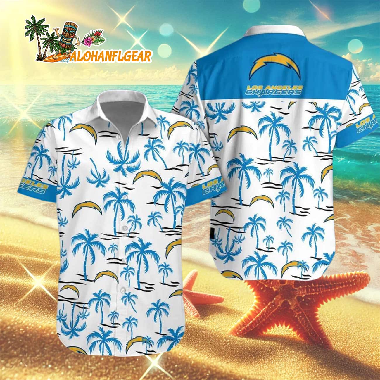 Los Angeles Chargers Coconut Logo Beach Hawaiian Shirt, NFL Aloha Shirt Los Angeles Chargers Coconut Logo Beach Hawaiian Shirt, NFL Aloha Shirt