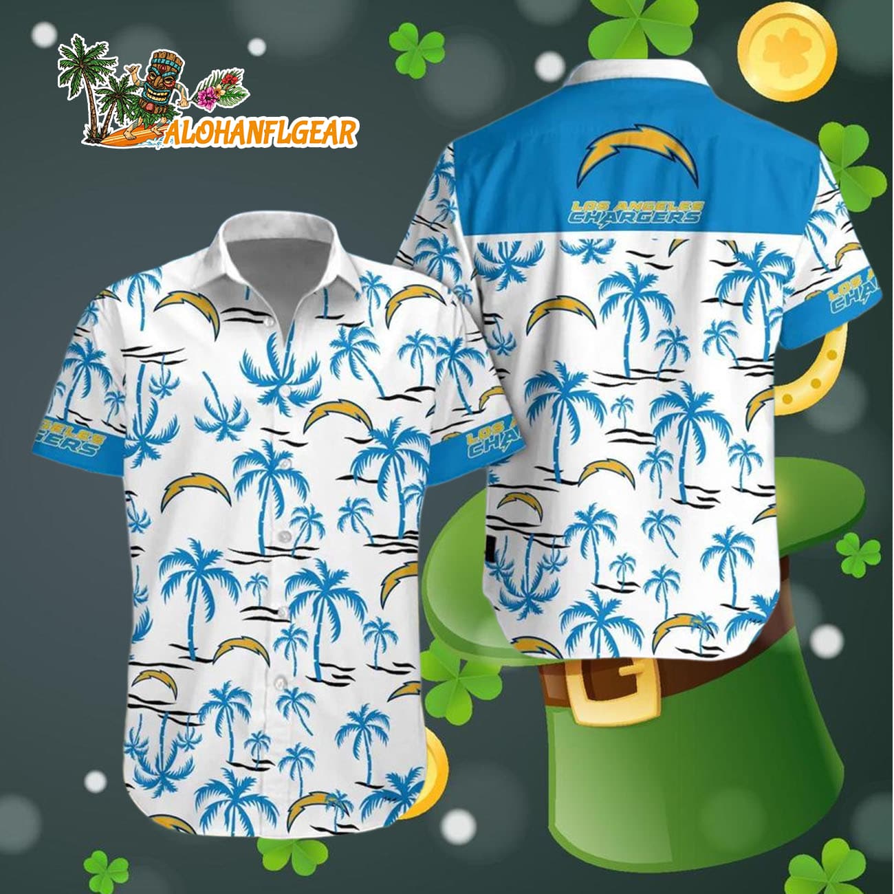 Los Angeles Chargers Coconut Logo Beach Hawaiian Shirt, NFL Aloha Shirt Los Angeles Chargers Coconut Logo Beach Hawaiian Shirt, NFL Aloha Shirt