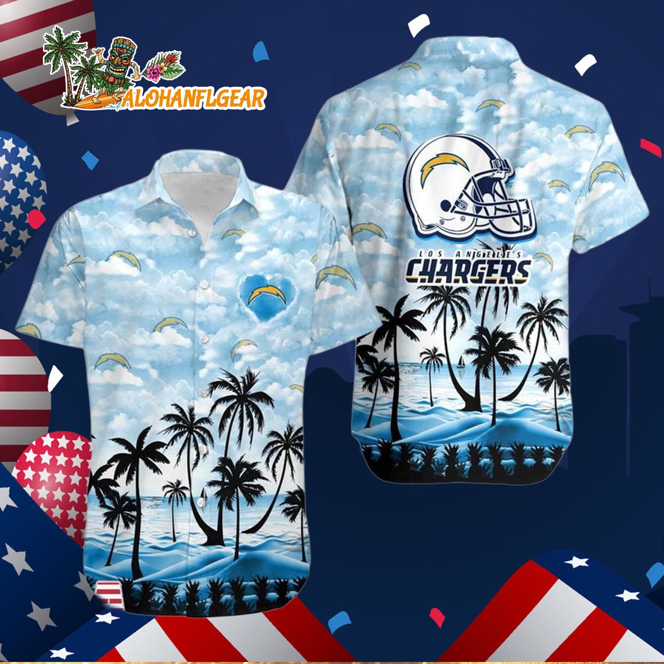 Los Angeles Chargers Coconut Palms Limited Edition Hawaiian Shirt, Los Angeles Chargers Aloha Shirt Los Angeles Chargers Coconut Palms Limited Edition Hawaiian Shirt, Los Angeles Chargers Aloha Shirt