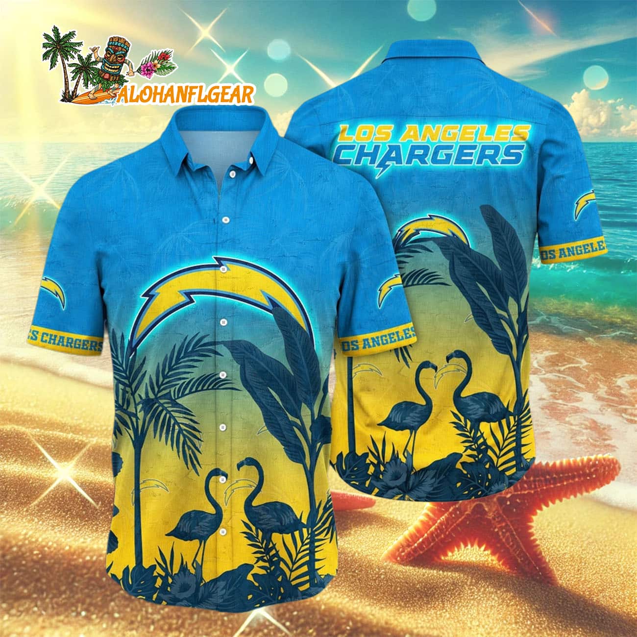Los Angeles Chargers Flamingo And Flower Funny Hawaiian Shirt, Los Angeles Chargers Aloha Shirt Los Angeles Chargers Flamingo And Flower Funny Hawaiian Shirt, Los Angeles Chargers Aloha Shirt