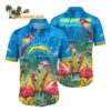 Los Angeles Chargers Flamingo And Flower Hawaiian Shirt Los Angeles Chargers Aloha Shirt 1
