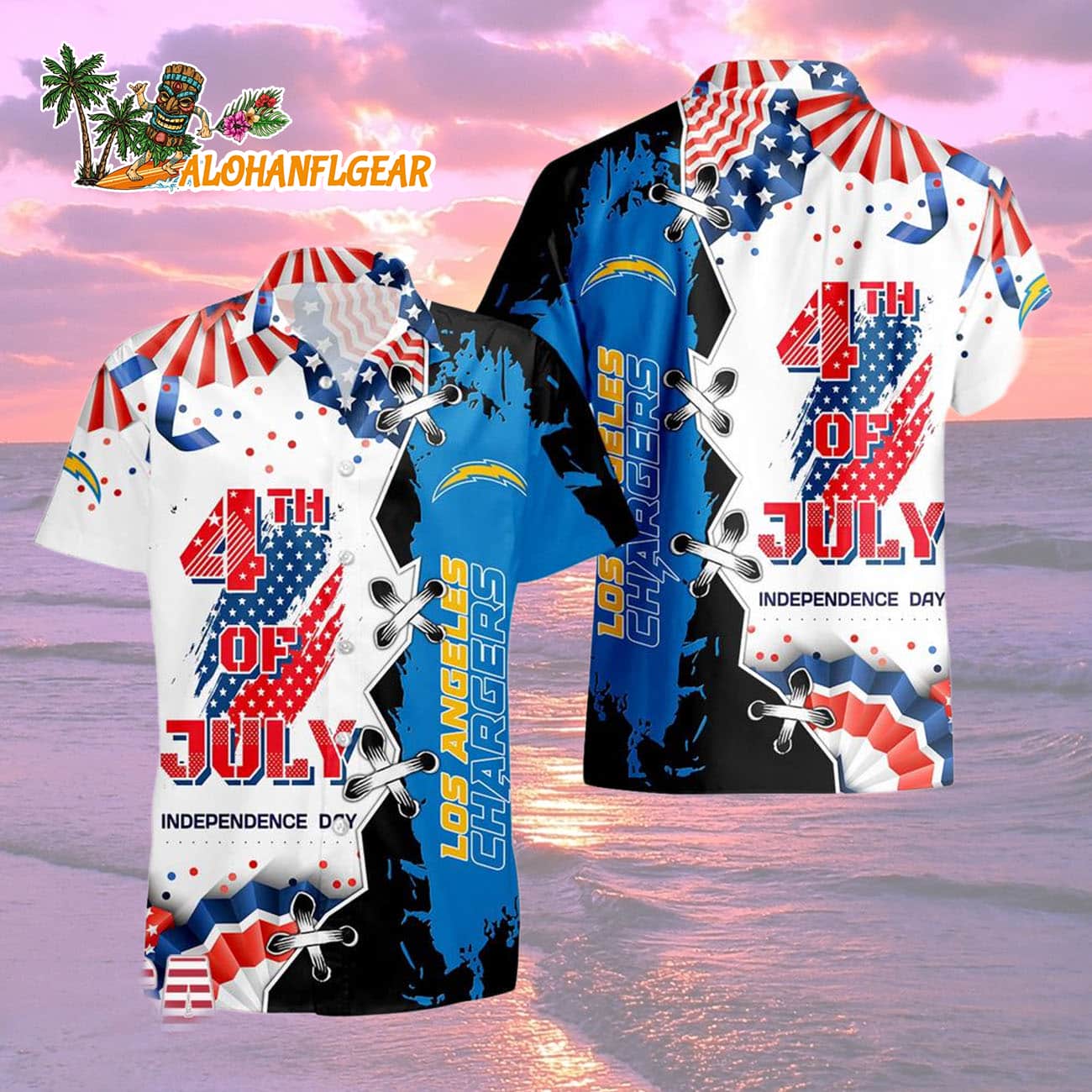 Los Angeles Chargers Happy Independence Day Resurgence Hawaiian Shirt, NFL Aloha Shirt Los Angeles Chargers Happy Independence Day Resurgence Hawaiian Shirt, NFL Aloha Shirt
