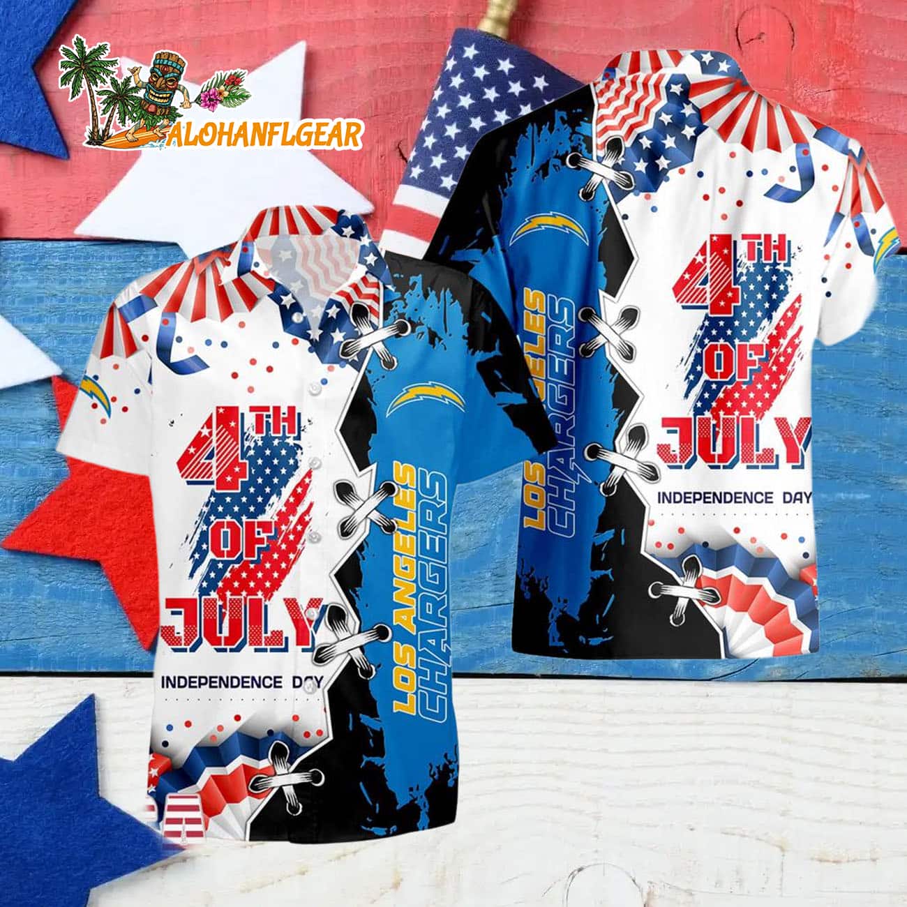 Los Angeles Chargers Happy Independence Day Resurgence Hawaiian Shirt, NFL Aloha Shirt Los Angeles Chargers Happy Independence Day Resurgence Hawaiian Shirt, NFL Aloha Shirt