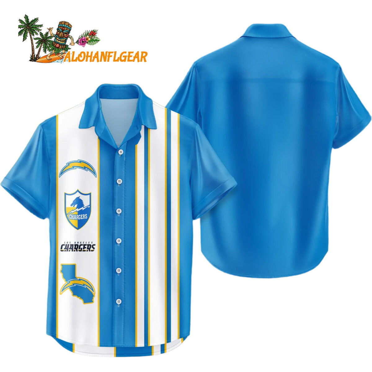 Los Angeles Chargers Hawaiian Shirt Classic Color Contrast 1