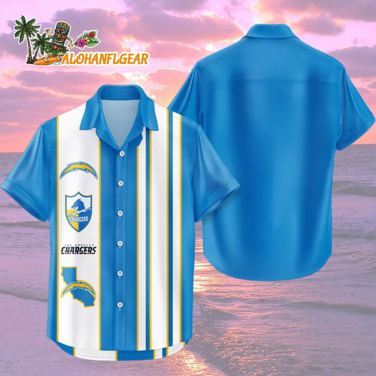 Los Angeles Chargers Hawaiian Shirt Classic Color Contrast, Los Angeles Chargers Aloha Shirt 1 Los Angeles Chargers Hawaiian Shirt Classic Color Contrast 2