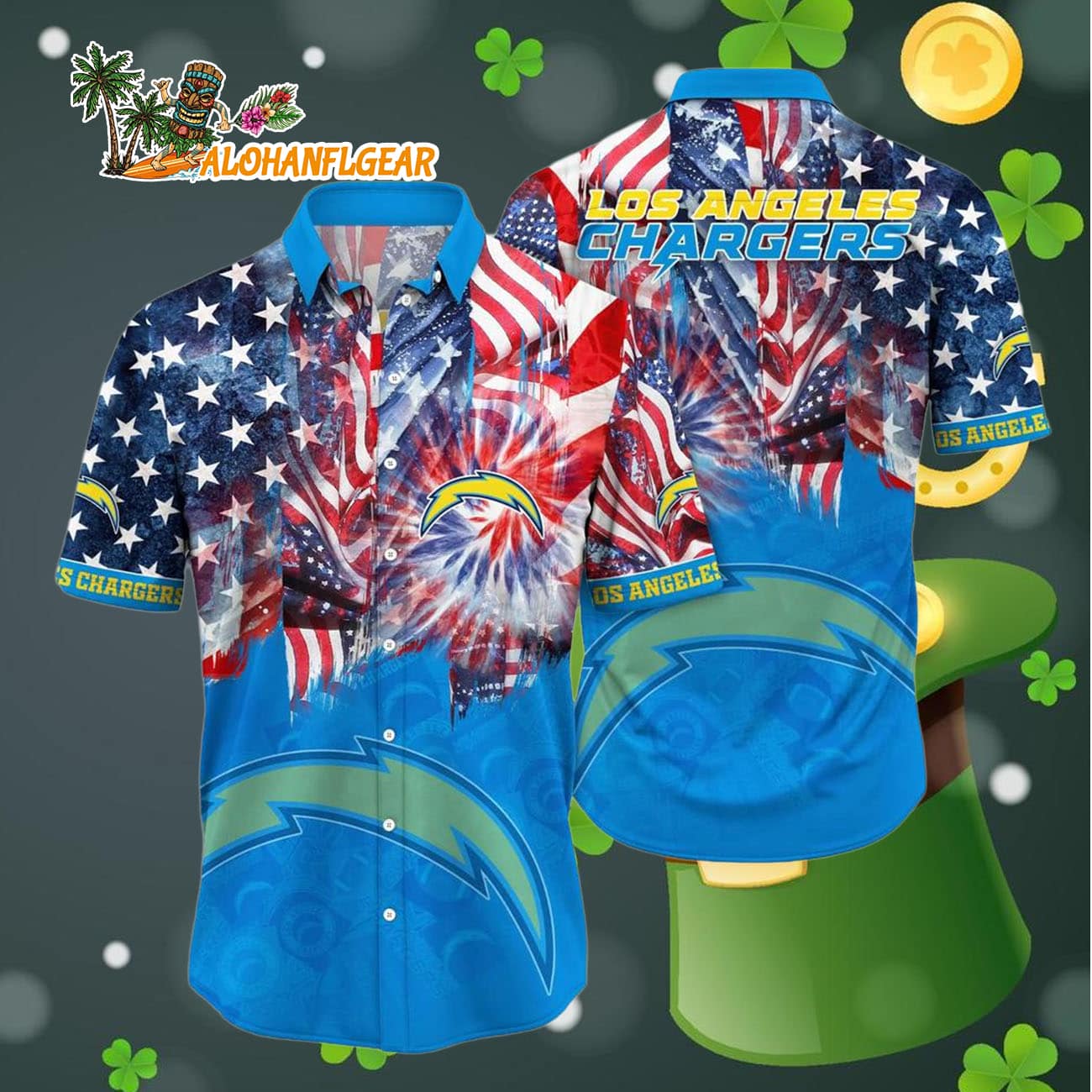Los Angeles Chargers Independence Day Hawaiian Shirt, NFL Aloha Shirt Los Angeles Chargers Independence Day Hawaiian Shirt, NFL Aloha Shirt
