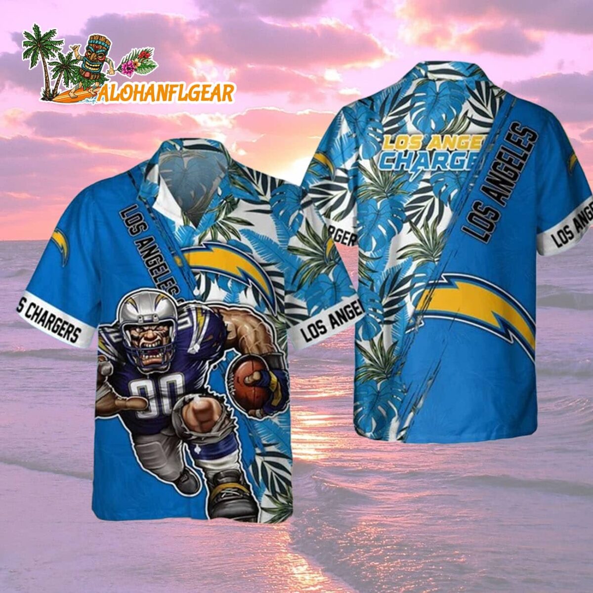 Los Angeles Chargers Mascot Summer Hawaiian Shirt, Los Angeles Chargers Aloha Shirt 1 Los Angeles Chargers Mascot Summer Hawaiian Shirt Los Angeles Chargers Aloha Shirt 2