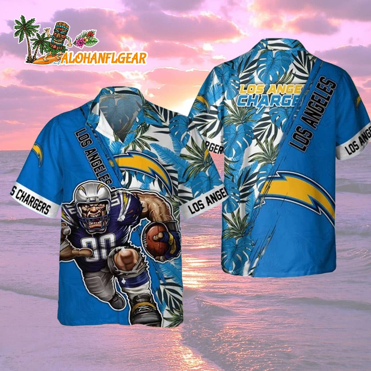 Los Angeles Chargers Mascot Summer Hawaiian Shirt, Los Angeles Chargers Aloha Shirt Los Angeles Chargers Mascot Summer Hawaiian Shirt, Los Angeles Chargers Aloha Shirt