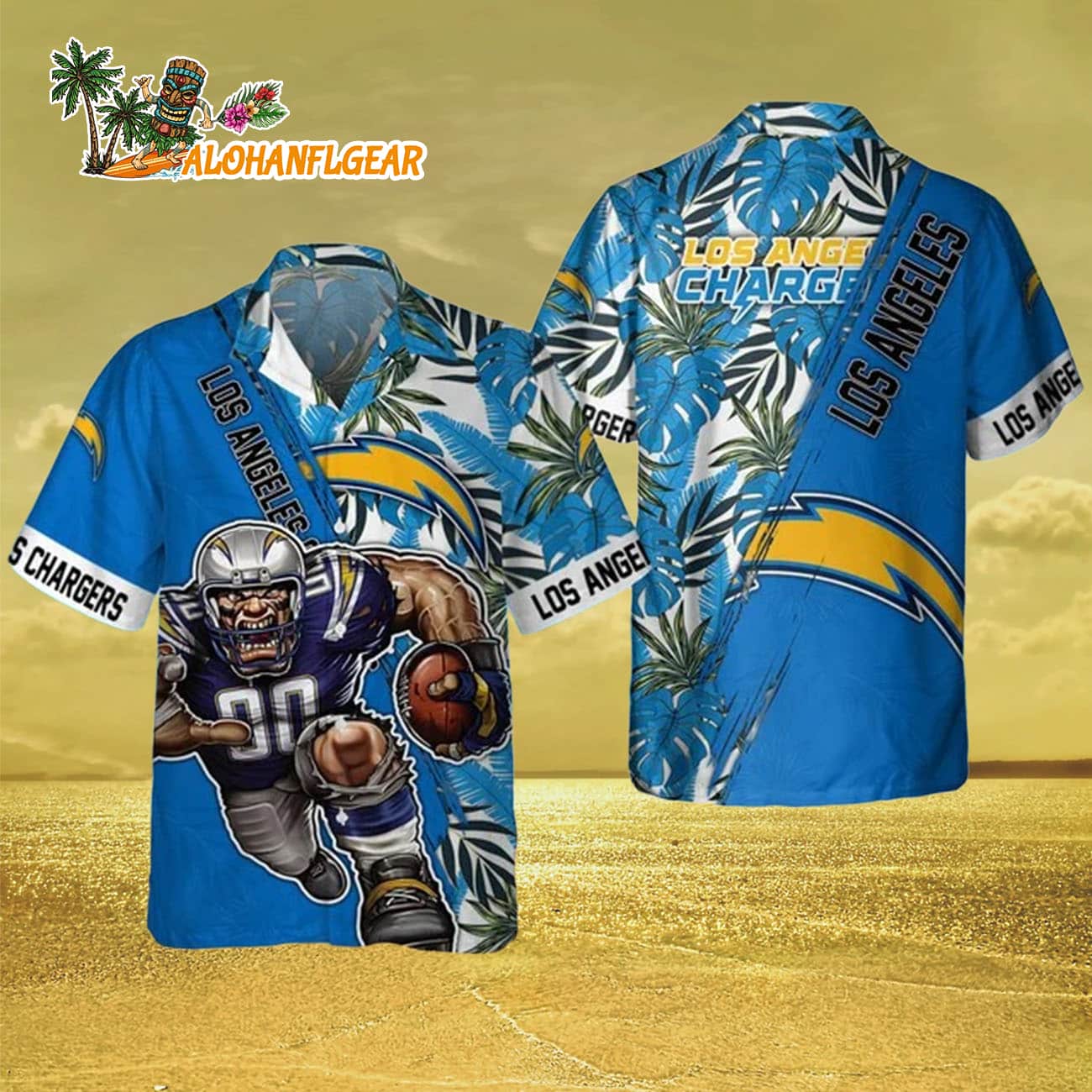 Los Angeles Chargers Mascot Summer Hawaiian Shirt, Los Angeles Chargers Aloha Shirt Los Angeles Chargers Mascot Summer Hawaiian Shirt, Los Angeles Chargers Aloha Shirt