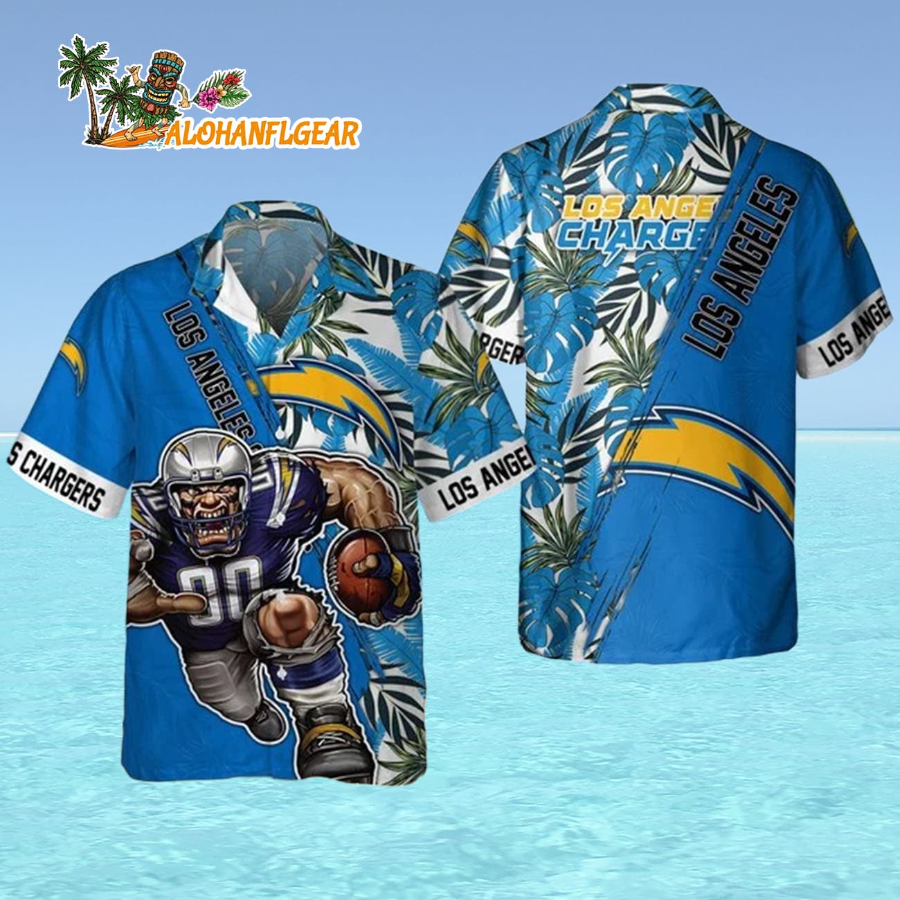 Los Angeles Chargers Mascot Summer Hawaiian Shirt, Los Angeles Chargers Aloha Shirt Los Angeles Chargers Mascot Summer Hawaiian Shirt, Los Angeles Chargers Aloha Shirt