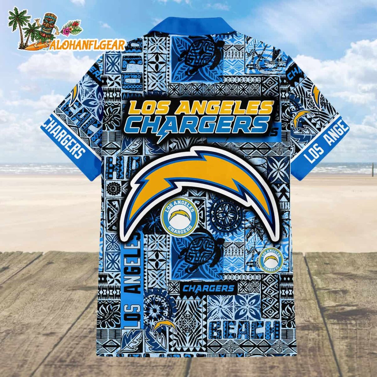 Los Angeles Chargers Tapa Patterns Hawaiian Shirt, NFL Aloha Shirt 1 Los Angeles Chargers Tapa Patterns Hawaiian Shirt NFL Aloha Shirt 2
