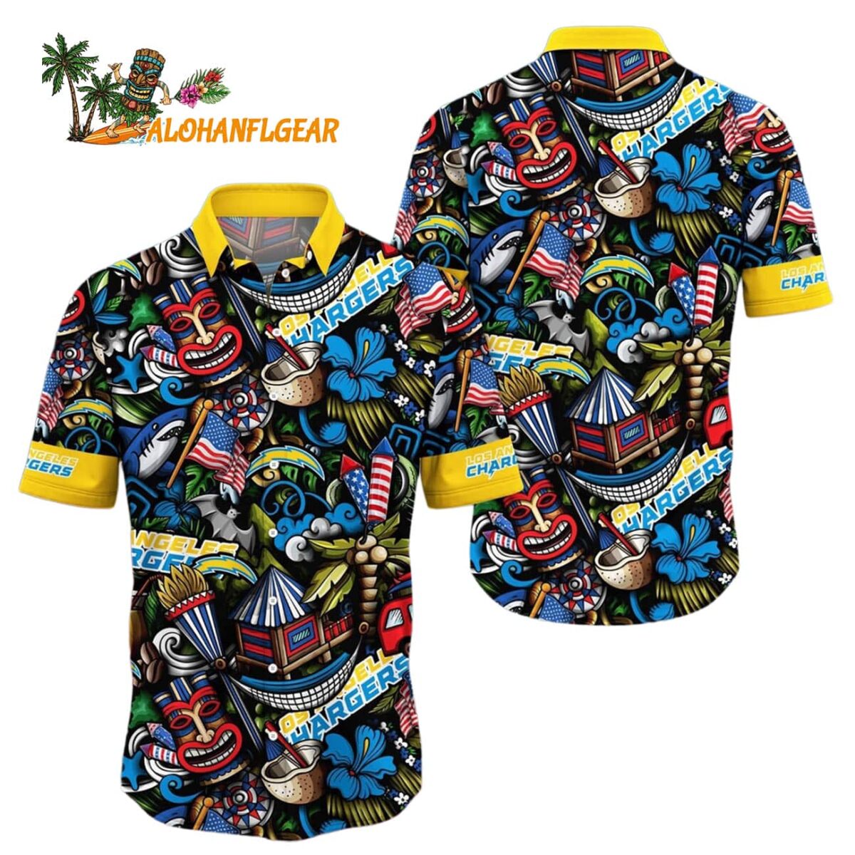 Los Angeles Chargers Tiki Me Off Hawaiian Shirt Los Angeles Chargers Aloha Shirt 1