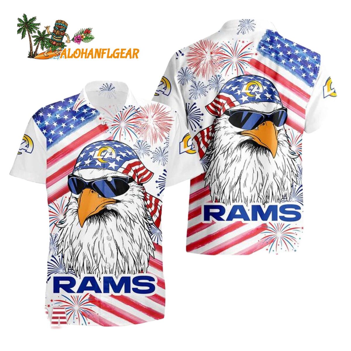 Los Angeles Rams American Eagle Emblem Hawaiian Shirt Los Angeles Rams Aloha Shirt 1