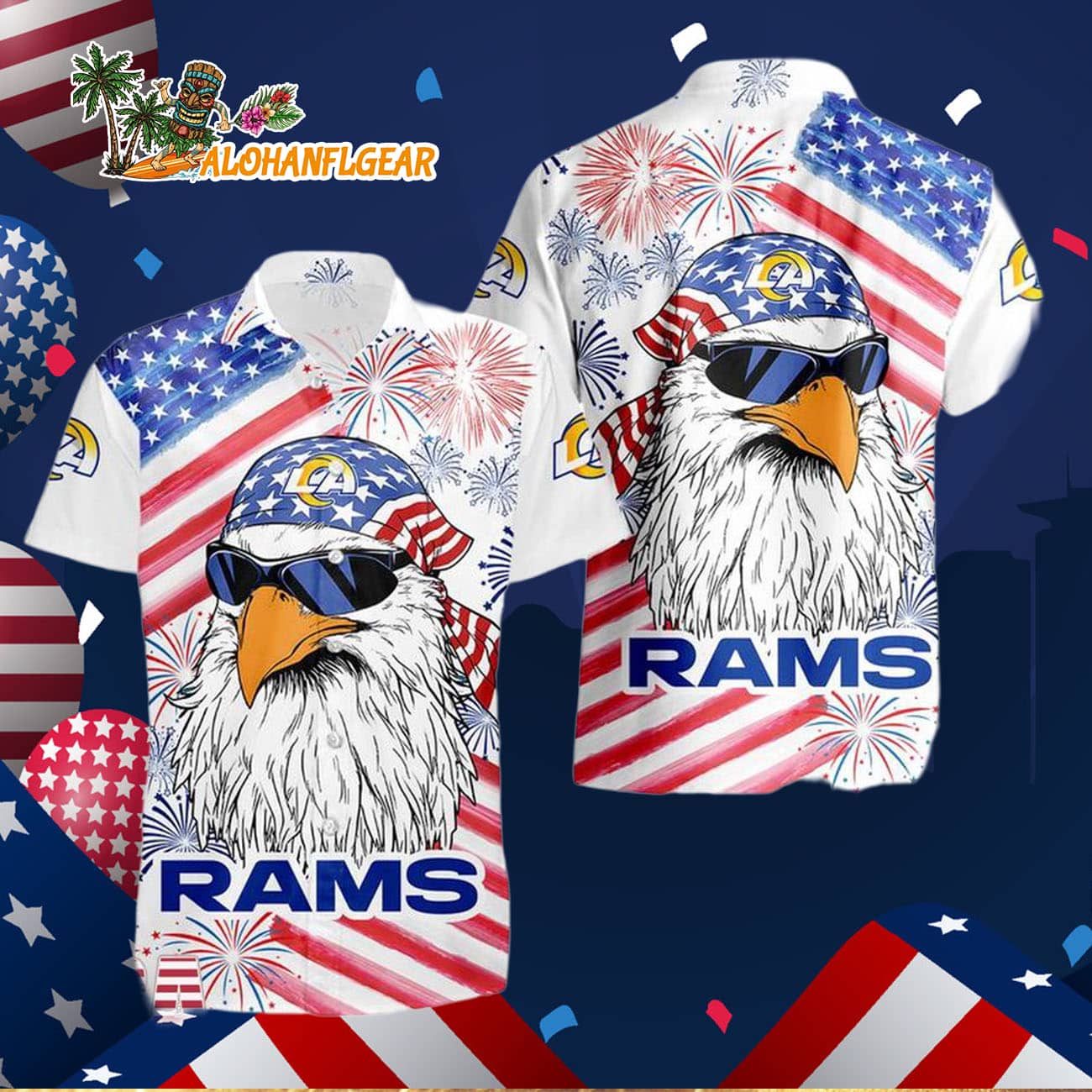 Los Angeles Rams American Eagle Emblem Hawaiian Shirt Los Angeles Rams American Eagle Emblem Hawaiian Shirt