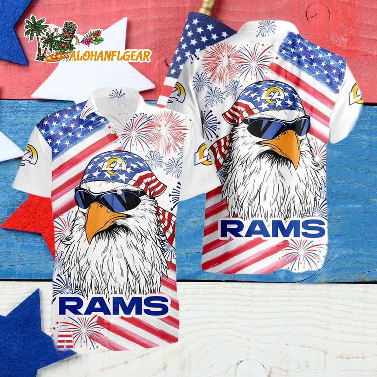 Los Angeles Rams American Eagle Emblem Hawaiian Shirt Los Angeles Rams American Eagle Emblem Hawaiian Shirt